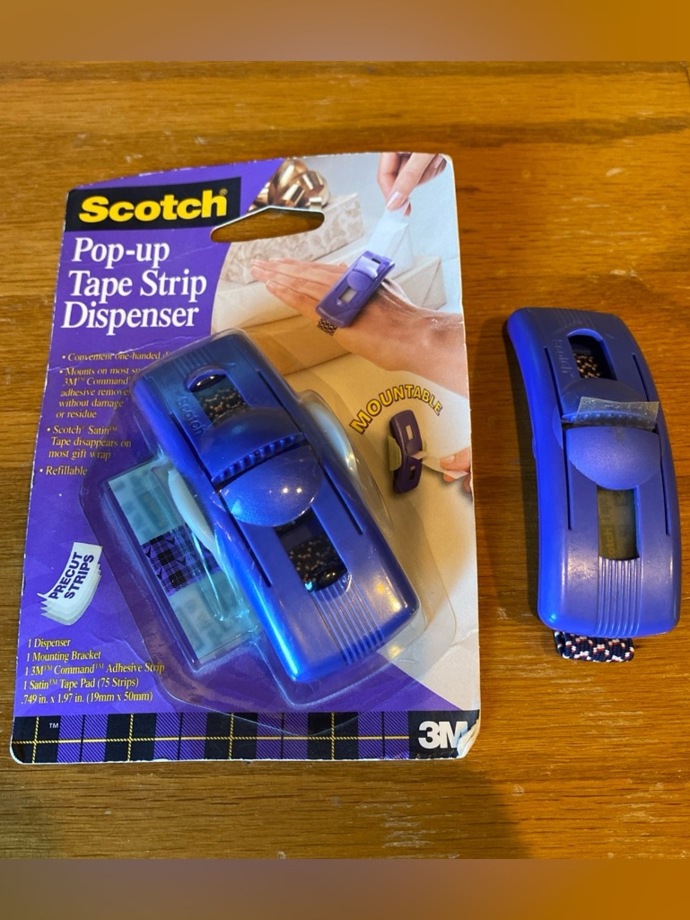 2 Scotch Pop-Up Tape Dispenser Wrist Bracelet 1-Hand Pre Cut With 2 Refills Vtg
